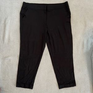 LOFT Black Cuffed Trousers with Elastic Back Waistband
